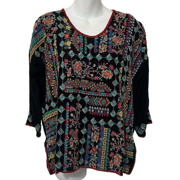 Johnny Was Tops - JOHNNY WAS Tamryn Blouse Size XS Multicolored Embroidery NWOT